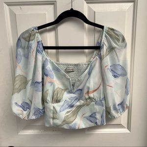 NWT Abercrombie & Fitch Floral Short Sleeve Puff Top